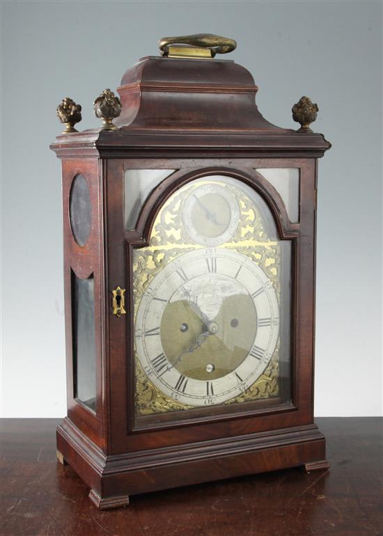 William Dorrell of London. A George III mahogany bracket clock, 18in.
